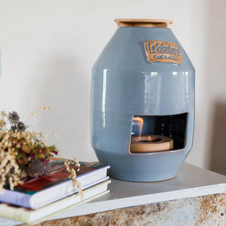 Camino al bioetanolo piccolo in terracotta smaltato grigio