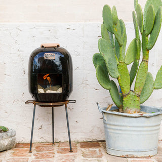 Camino al bioetanolo piccolo in terracotta smaltato nero