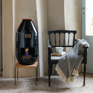 Camino al bioetanolo in terracotta smaltata nero