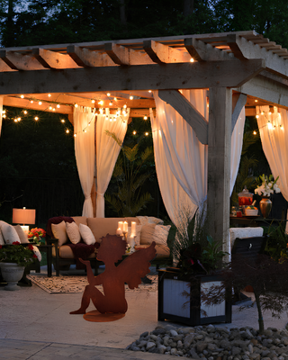 Angelo Seduto in Acciaio Corten - Scultura Decorativa Artigianale