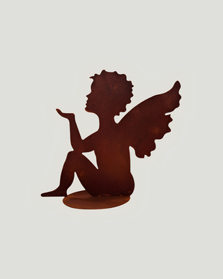 Angelo Seduto in Acciaio Corten - Scultura Decorativa Artigianale