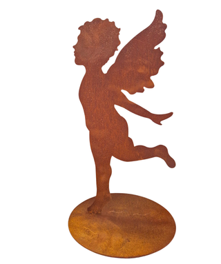 Angelo in volo in acciaio corten